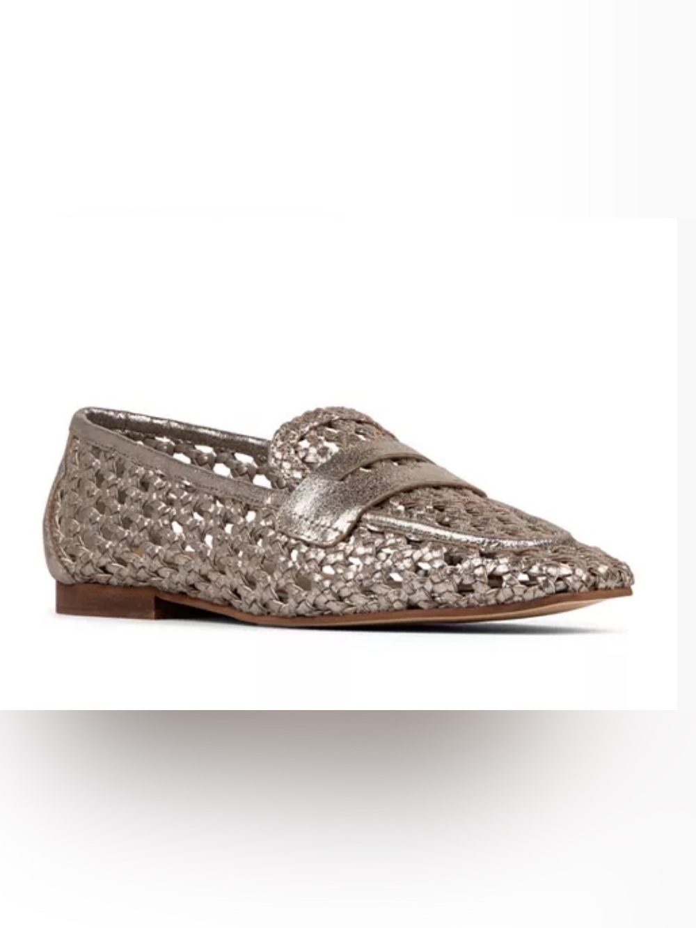 Donald Pliner Naolin Penny Loafer Woven Flats Silver